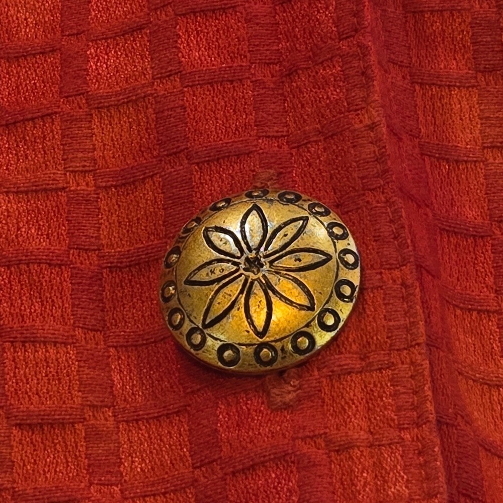 Draper's & Damon's Jacket Women 1X Orange Floral Embroidered Button Front Cotton - Picture 4 of 9